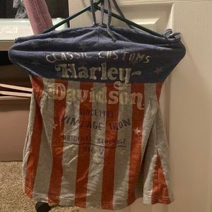 Patriotic Harley Davidson tank with neck strings